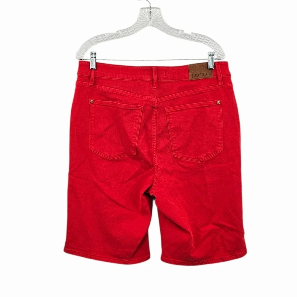 Judy Blue Garment Dyed Bermuda Short Womens 2XL Red Denim Cotton Blend Stretch